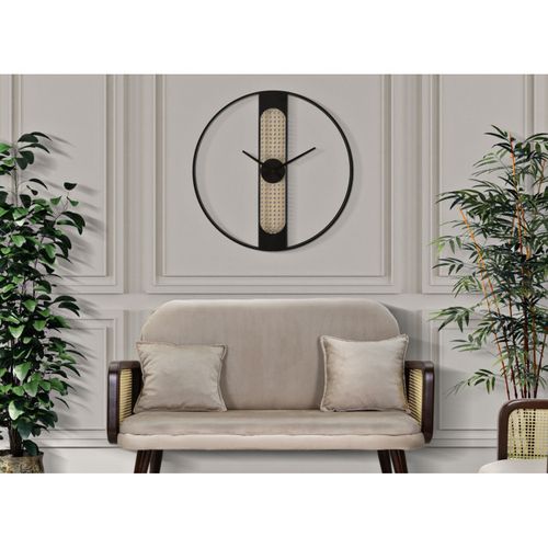 Horloge Murale Cannage "ribby" 60cm Noir et Crème