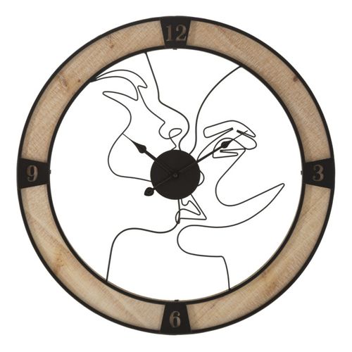 Horloge Murale En Métal "couple" 60cm Naturel et Noir