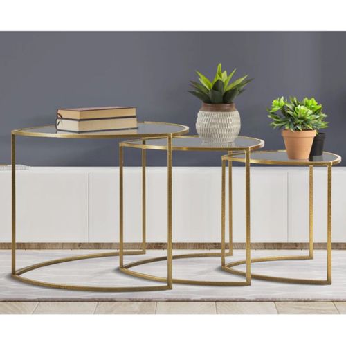Lot De 3 Tables Basses "triangle" 60cm Doré