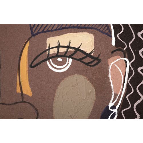 Toile Imprimée Déco "tribal Face" 80x100cm Marron