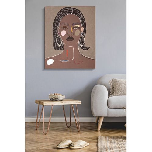 Toile Imprimée Déco "tribal Face" 80x100cm Marron