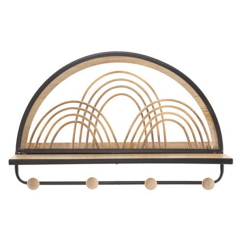 Patère Murale Avec Étagère "porto" 46cm Noir et Naturel