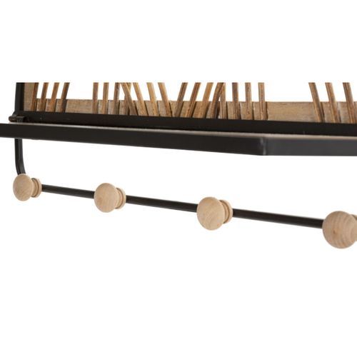 Patère Murale Avec Étagère "porto" 46cm Noir et Naturel