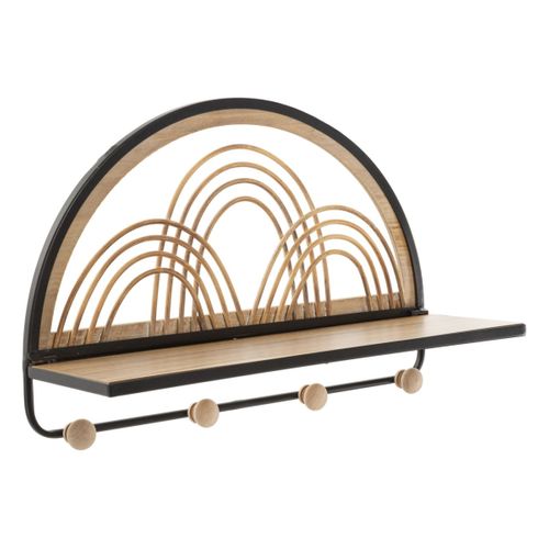 Patère Murale Avec Étagère "porto" 46cm Noir et Naturel