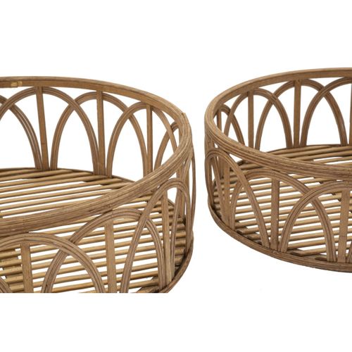 Lot De 3 Plateaux Décoratifs En Rotin "fuji" 50cm Naturel