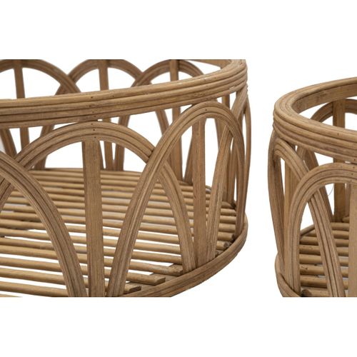 Lot De 3 Plateaux Décoratifs En Rotin "fuji" 50cm Naturel