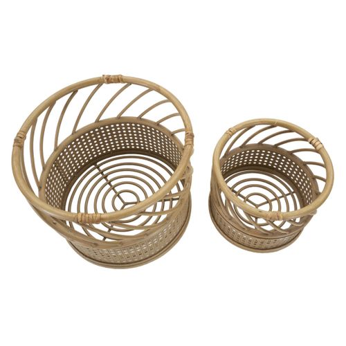 Lot De 2 Cache-pots En Rotin "panama" 30cm Naturel