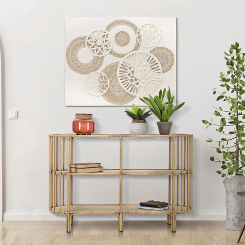 Console Ovale En Métal "panama" 120cm Naturel