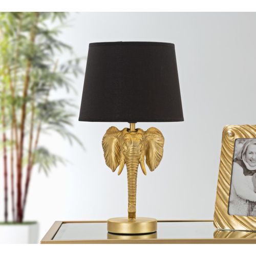 Lampe à Poser Design "elephant" 43cm Or et Noir