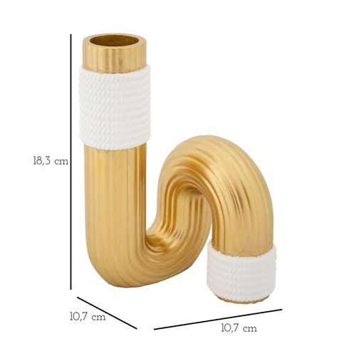 Vase Design En Résine "bann" 18cm Doré