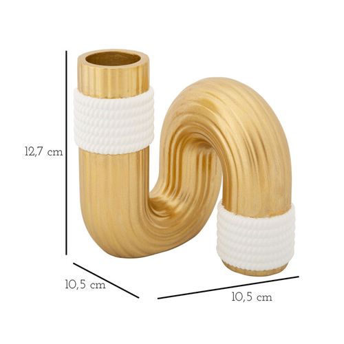 Vase Design En Résine "bann" 12cm Doré