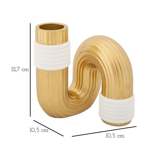 Vase Design En Résine "bann" 12cm Doré