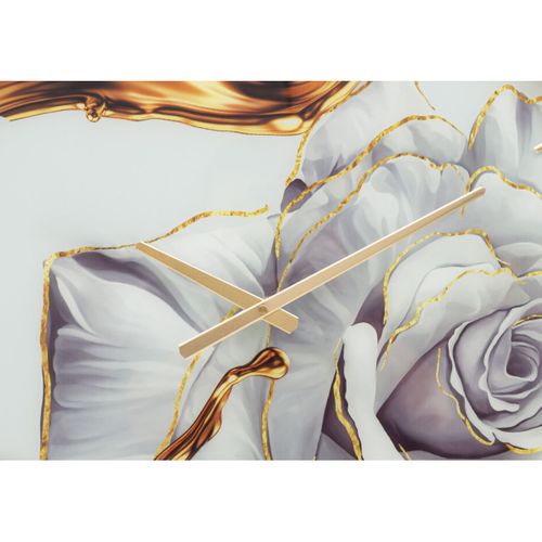 Horloge Murale En Verre "rose" 60cm Multicolore