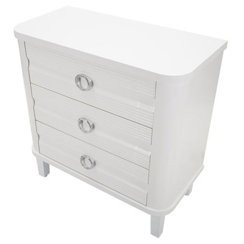 Commode 3 Tiroirs En Bois "shine" 84cm Blanc
