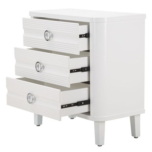 Commode 3 Tiroirs En Bois "shine" 84cm Blanc