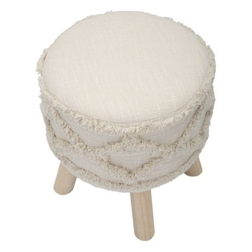 Tabouret Effet Tufté "damasco" 40cm Beige