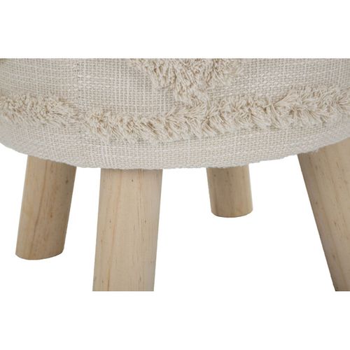 Tabouret Effet Tufté "damasco" 40cm Beige