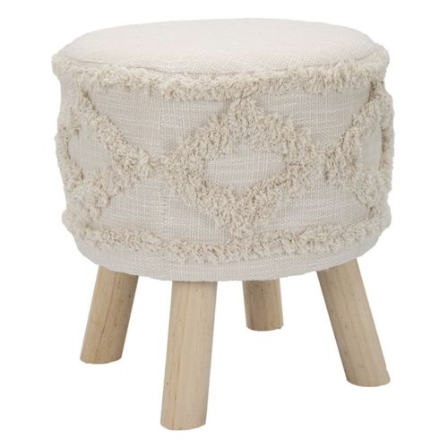 Tabouret Effet Tufté "damasco" 40cm Beige