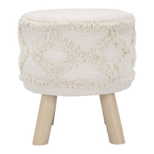 Tabouret Effet Tufté "damasco" 40cm Beige