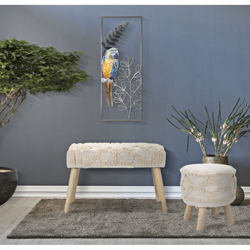 Tabouret Effet Tufté "damasco" 40cm Beige