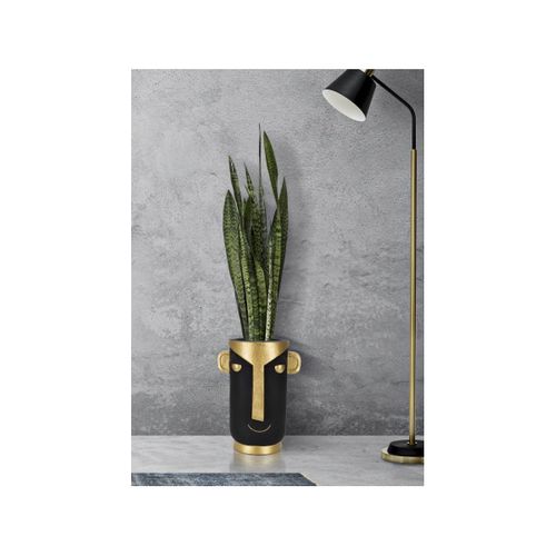 Vase Design Visage "tribal" 40cm Noir et Doré