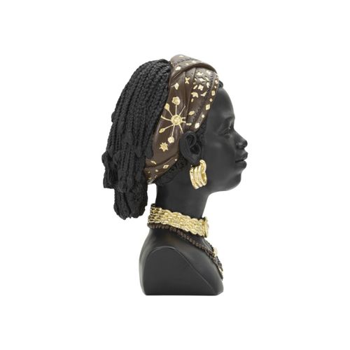 Statuette Tête Femme Bandeau "massai" 30cm Noir