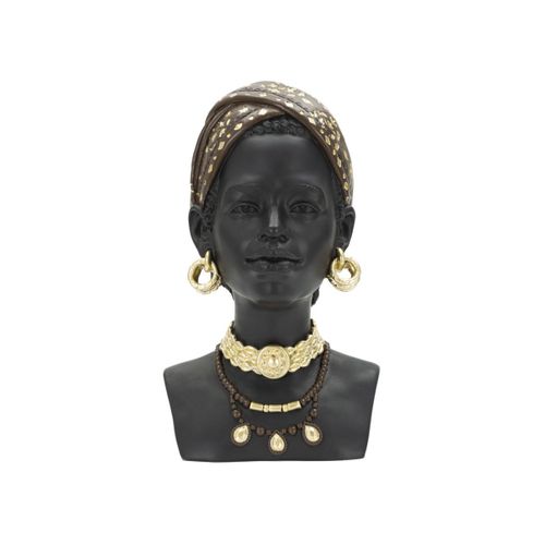 Statuette Tête Femme Bandeau "massai" 30cm Noir