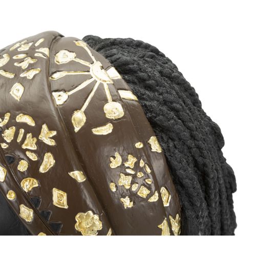 Statuette Tête Femme Bandeau "massai" 30cm Noir