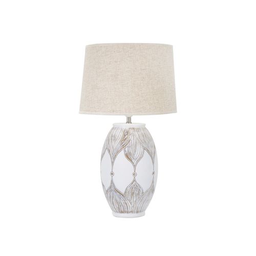 Lampe à Poser En Résine "atene" 67cm Blanc et Naturel