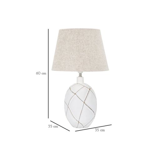 Lampe à Poser En Résine "lines" 60cm Blanc et Naturel