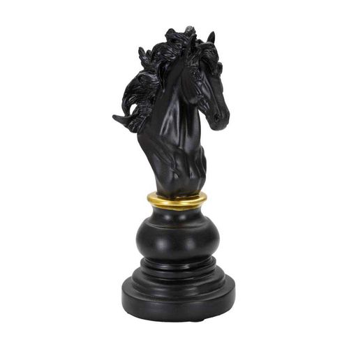Figurine Échec Décoratif En Polyrésine Noire Et Dorée Cavalier Modèle 1