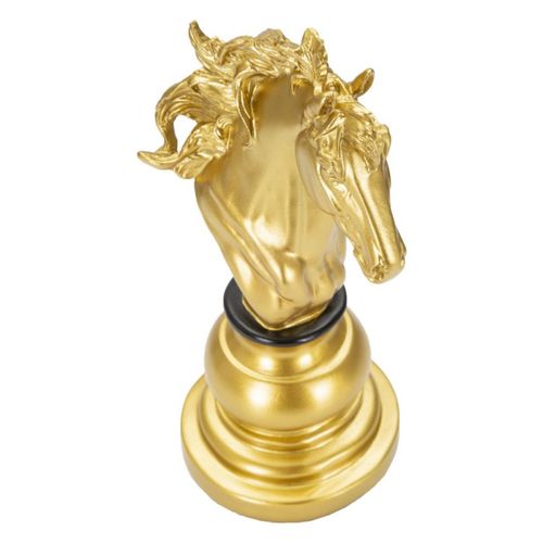Pièce D'échec Déco En Résine "cavalier" 27cm Doré