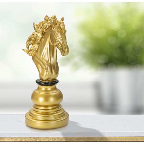 Pièce D'échec Déco En Résine "cavalier" 27cm Doré