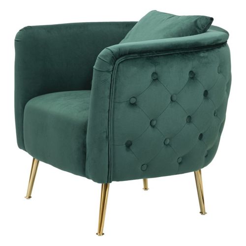 Fauteuil En Velours "bucarest" 76cm Vert