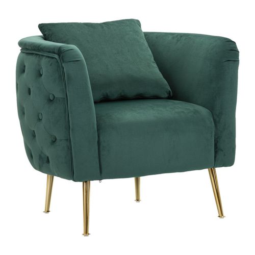 Fauteuil En Velours "bucarest" 76cm Vert