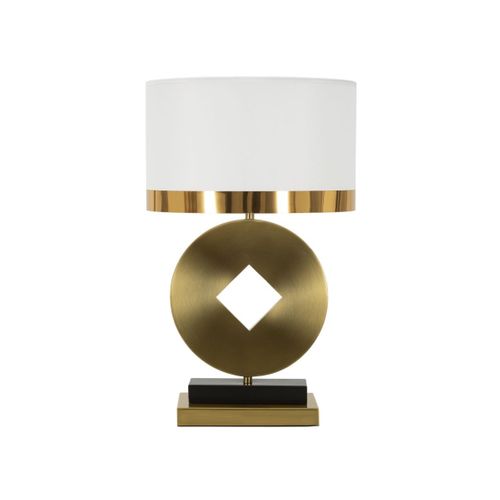 Lampe à Poser En Métal "coin" 53cm Or et Blanc