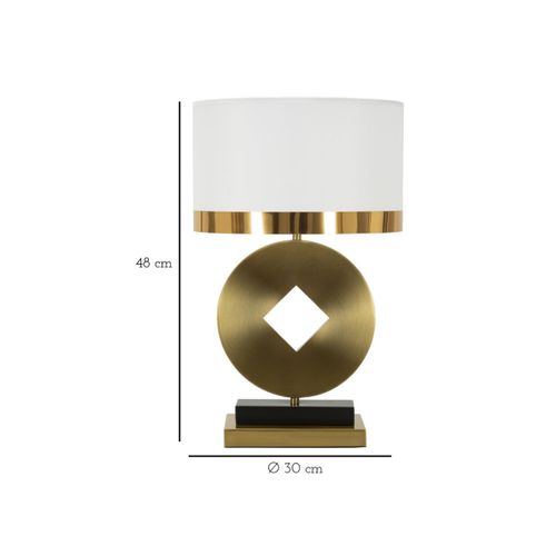 Lampe à Poser En Métal "coin" 53cm Or et Blanc