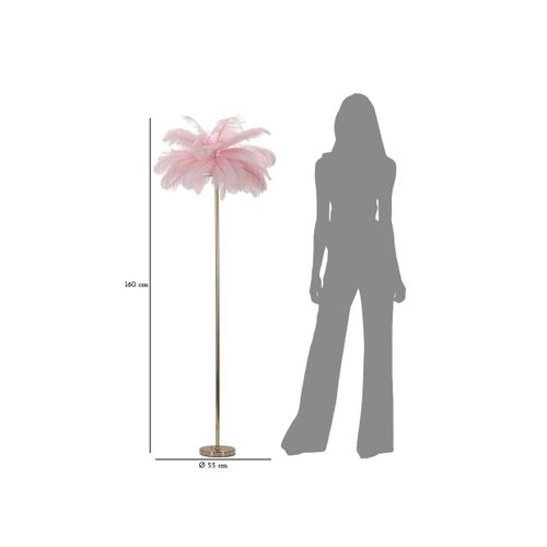 Lampadaire En Métal Et Plastique Palm 55 X 160 Cm Rose