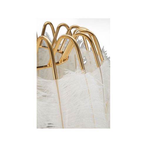 Lampadaire Imitation Plume "stand" 147cm Doré et Blanc