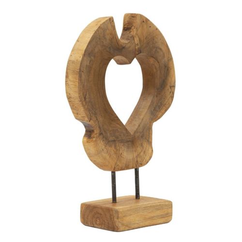 Objet Déco Cœur En Teck "hasi" 38cm Naturel