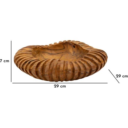 Coupe Ronde En Teck Geris 29 X 7 Cm