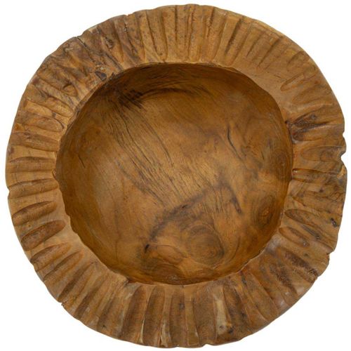 Coupe Ronde En Teck Geris 19 X 8 Cm