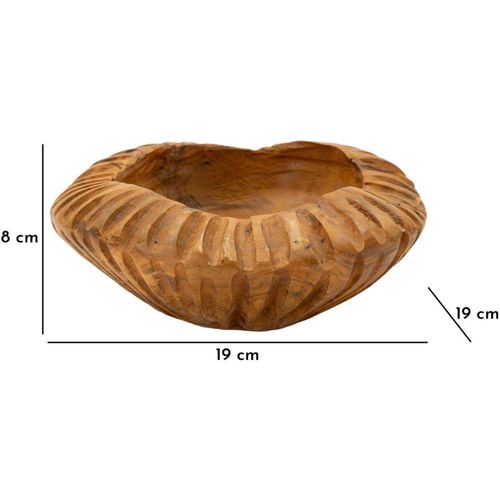 Coupe Ronde En Teck Geris 19 X 8 Cm