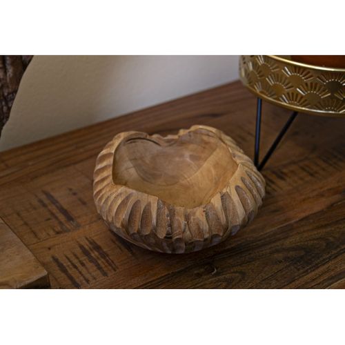 Coupe Ronde En Teck Geris 19 X 8 Cm