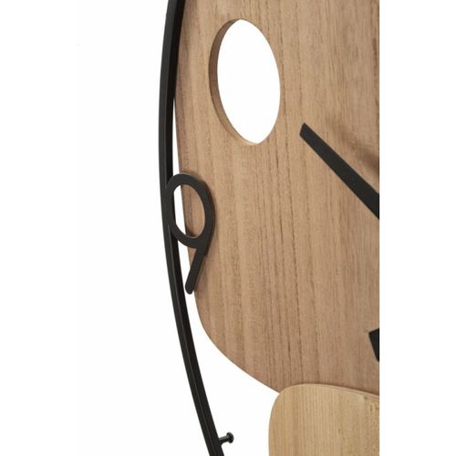 Horloge Murale Design "mot" 60cm Naturel et Noir