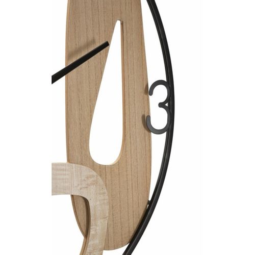 Horloge Murale Design "mot" 60cm Naturel et Noir