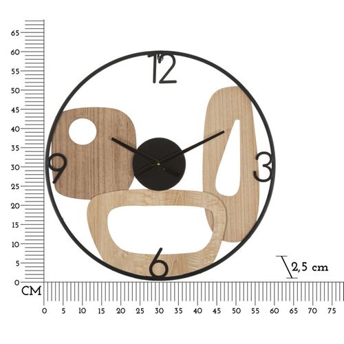 Horloge Murale Design "mot" 60cm Naturel et Noir