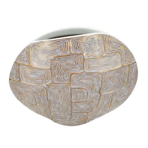 Vase Design En Résine "elips" 48cm Doré