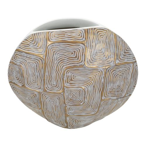 Vase Design En Résine "elips" 36cm Doré