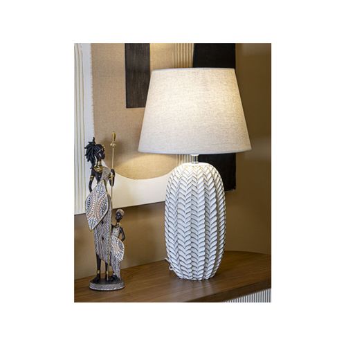 Lampe à Poser En Résine "leaf" 65cm Blanc